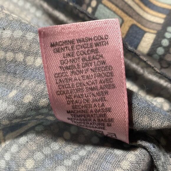 Calypso St Barth Ruffle Neck Popover Blouse Tie Neck  Mint / Beige Small‎ - Picture 15 of 15